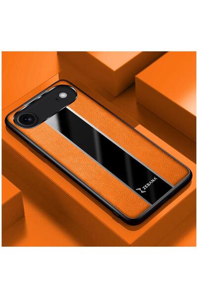 Zebana iPhone 17 Air Compatible Case Premium Leather Case Orange