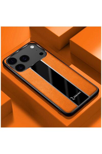 Zebana iPhone 17 Pro Compatible Case Premium Leather Case Orange