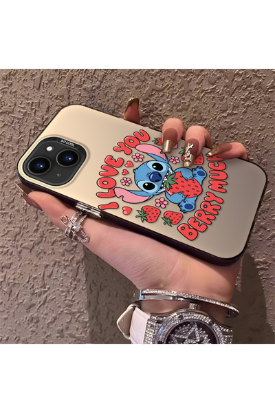 Hontinga حافظة صلبة رفيعة متوافقة مع كاميرا iPhone 15 مع نمط مخيط