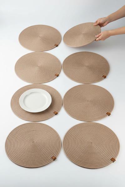 MS Glassware Set de 8 suporturi americane, cu bandă de transport, pentru prez...