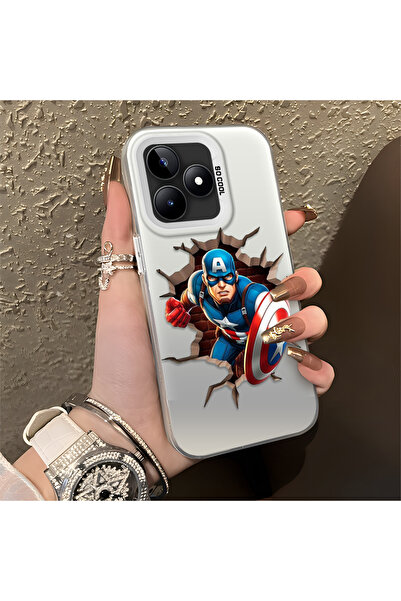 Hontinga حافظة سيليكون رقيقة مقاومة للصدمات بنمط كابتن متوافقة مع هاتف Realme...