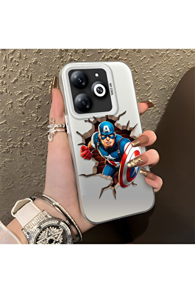 Hontinga حافظة سيليكون رفيعة مقاومة للصدمات بنمط كابتن متوافقة مع هاتف Infini...