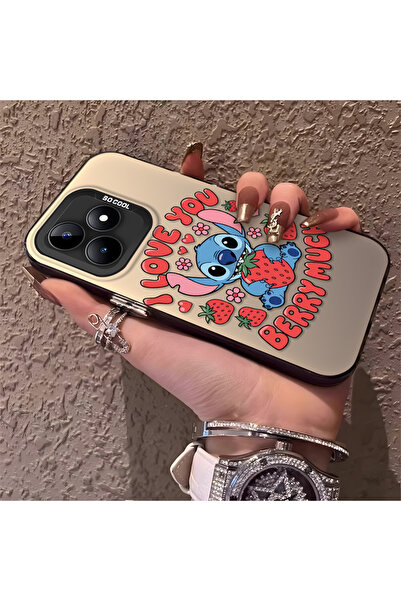 Hontinga حافظة صلبة رقيقة متوافقة مع كاميرا Realme Note 50 مع نمط مخيط