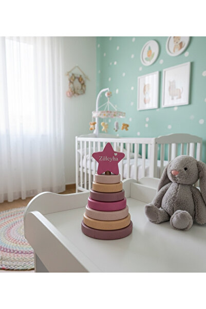 Mogo baby Kişiye Özel Ahşap Halka Dizme – Yıldız Başlıklı Eğitici Oyuncak