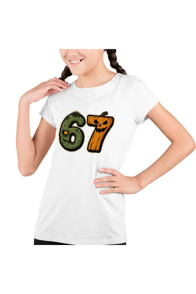 OEM Παιδικό Κορίτσι με κολοκύθα Halloween Six Seven 6 7 Horror T-shirt