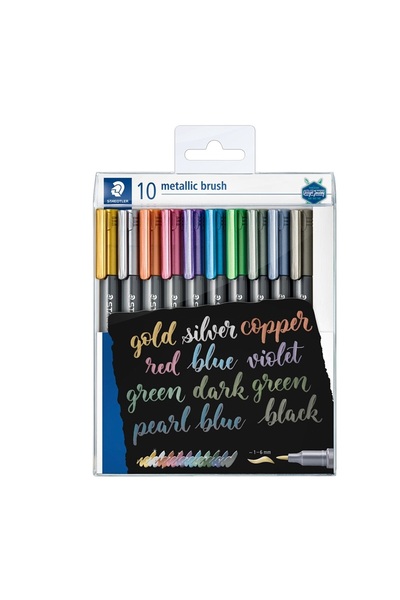 Staedtler Marker caligrafic 8321 Metallic, varf tip pensula, 1 - 6 mm, 10 buc...