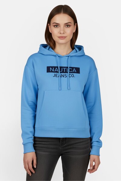 Nautica Women Brand Logo Long Sleeve Hoodies, Blue