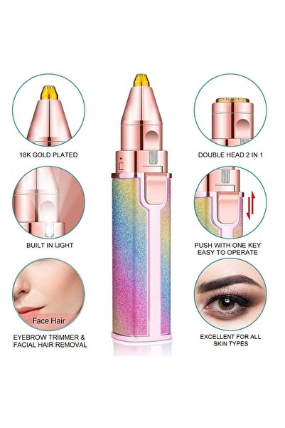 Solimpia 2-in-1 Nose Hair Trimmer, Eyebrow Trimmer, Lipstick-shaped Shaver for Facial Hair Removal