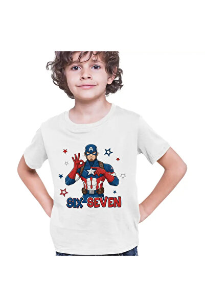 OEM Tricou Copii Baieti Six Seven Captain America 67 Marvel Superhero