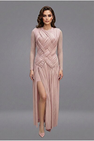 TREASUREISLAND Mesh dress with overlapping fabric at the chest