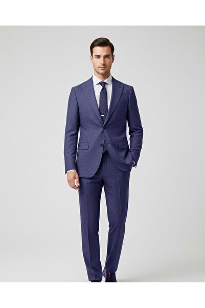 SÜVARİ Slim Fit 6 Drop Patterned Navy Blue Suit