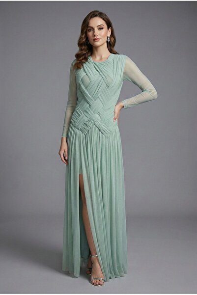 TREASUREISLAND Mesh dress with overlapping fabric at the chest