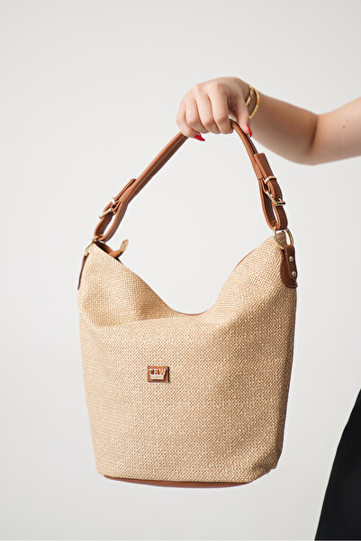 DELSOLERA Women's Straw Daily Tan Handle Detailed Stylish New Season Cross Sh...