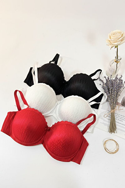 MILANOFOX Set of 3 Lace Detailed Underwire Supported Padded Bras |   Adjustab...