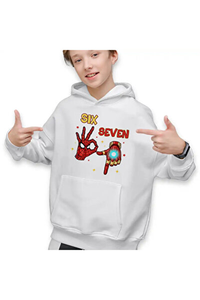 OEM Kids Boys' Sweatshirt Six Seven Spiderman Ironman 67 Marvel Superhero