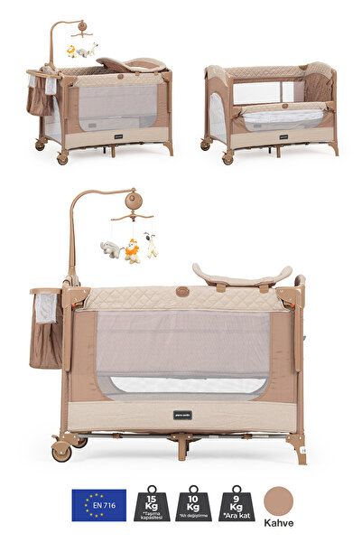 Pierre Cardin Luna Anne Yanı Park Yatak ve Oyun Parkı 60x100 Kahve