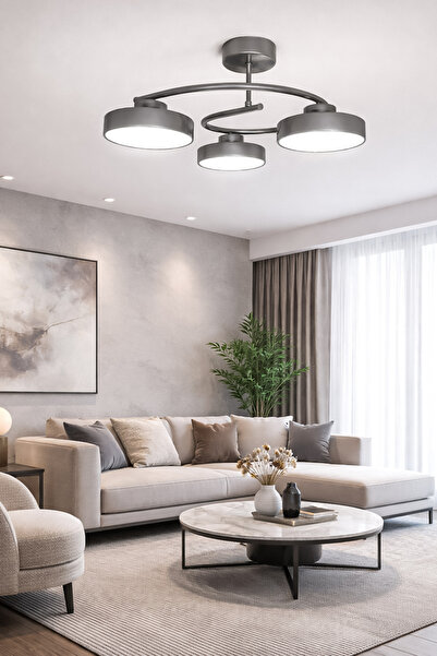 Fer Avize Dönence Led Modern Tasarım Enerji Tasarruflu Üç Renk Işık Ledli Dek...