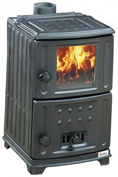 BEKAŞ 915-BEKAŞ CAMLI LÜX SALON TURBO ŞÖMİNE ATEŞ TUĞLALI SOBA (MAT SİYAH RENK)