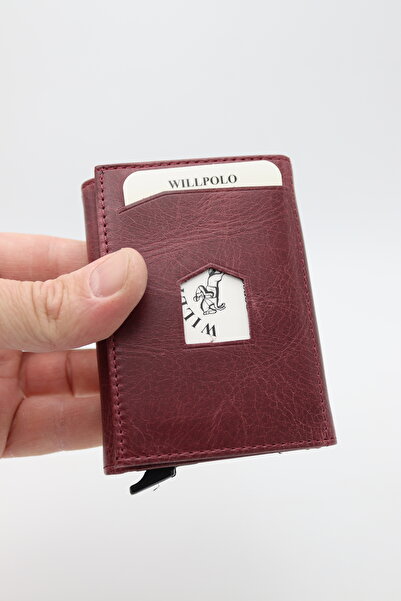willpolo Genuine Leather Women's and Men's Burgundy Wallets and Card Holder V...