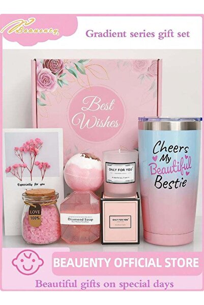 Beauenty صندوق هدايا للصديقات المقربات يحتوي على كرة استحمام فوارة، شمعة معطر...