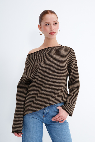 Addax Striped Knitwear Sweater K3524