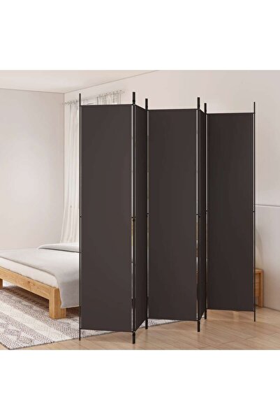 vidaxl 5-Panel Room Divider Brown 250x220 cm Fabric