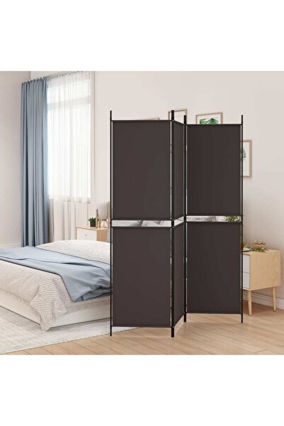 vidaxl فاصل غرفة ثلاثي الألواح، بني اللون، 150 × 180 سم، مصنوع من القماش