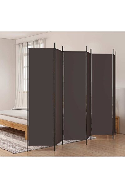 vidaxl 6-Panel Room Divider Brown 300x200 cm Fabric