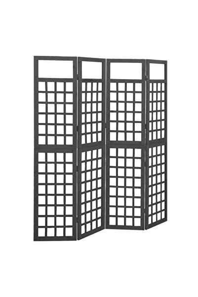 vidaxl 4-Panel Room Divider/Trellis Solid Fir Wood Black 161x180 cm