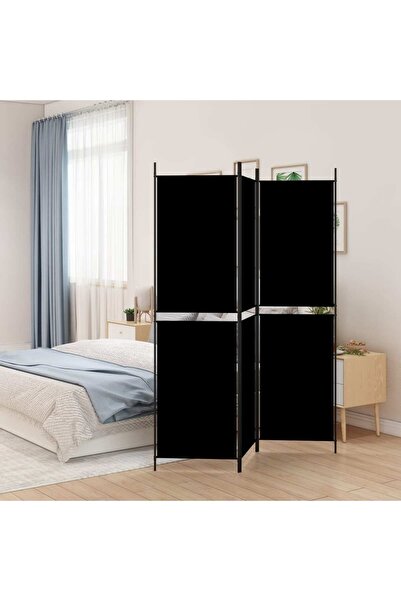 vidaxl 3-Panel Room Divider Black 150x200 cm Fabric