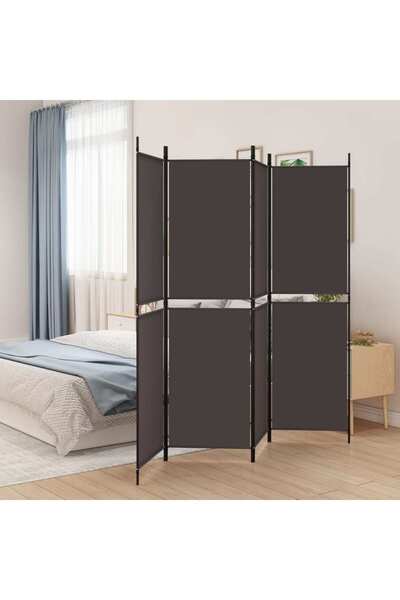 vidaxl فاصل غرفة بني اللون مكون من 4 ألواح، مقاس 200 × 180 سم، مصنوع من القماش