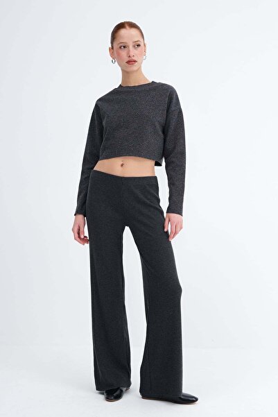 Addax Elastic Waist Corded Fabric Pants Pn13046