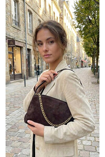 LAGRANZE Geantă de umăr pentru femei LAGRANZÉ Premium din nubuc cu curea cu lanț