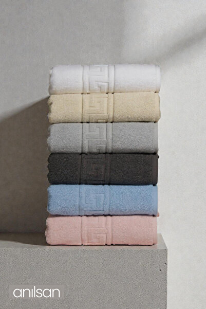Anılsan 6-Piece Calm Honey Greek Hand Towels - 50X90 Cm, 225 Gr, 100% Cotton,...