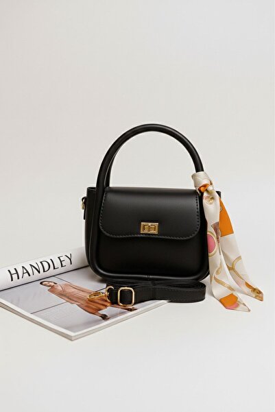 Handley Geantă de mână și de umăr de lux cu detalii tip eșarfă și curea încru...