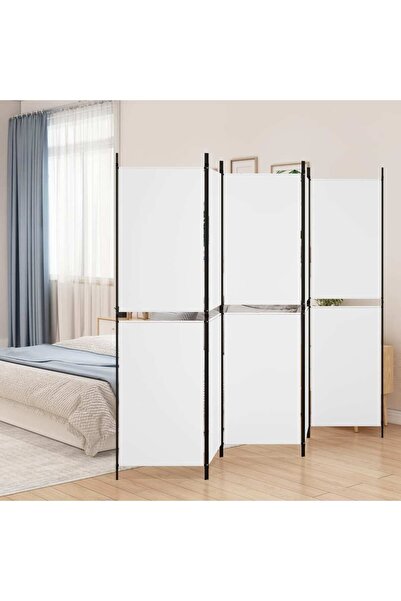 vidaxl 5-Panel Room Divider White 250x180 cm Fabric