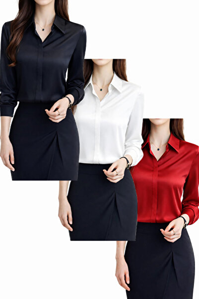 TRENDBUTİKOFFİCİAL Dubai Krep Kumaş Gömlek 3'LÜ KOMBİN