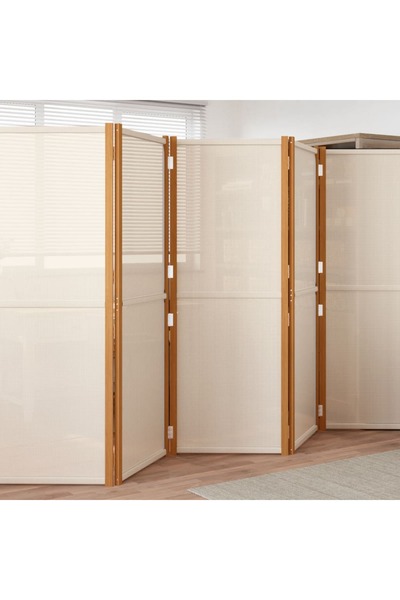 vidaxl فاصل غرفة من 5 ألواح، لون أبيض كريمي، 350 × 180 سم