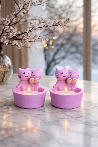 Glowa El Yapımı Kedi Figürlü Mumluk – Sevimli Dekor