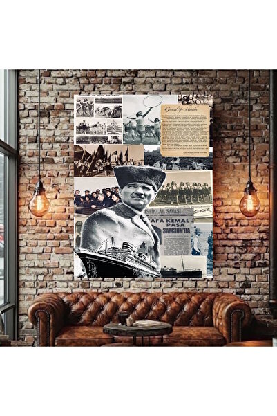 özkacar Pictură pe pânză cu tematică TINĂGĂRĂSĂ și ATATURK, pentru peretele c...