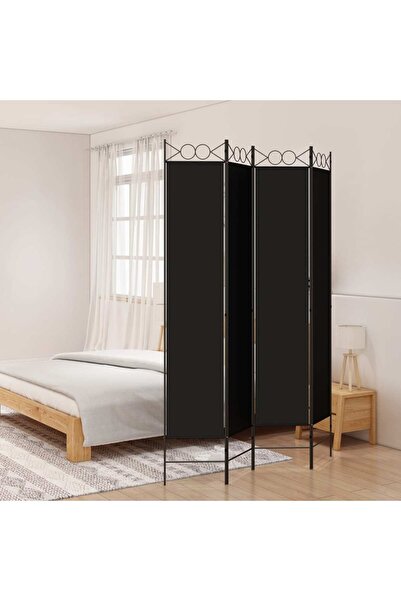 vidaxl 4-Panel Room Divider Black 160x220 cm Fabric
