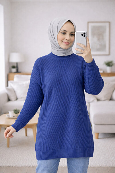 Kirazgym Yumoş Rope Line Pattern Knitwear Tunic Sweater