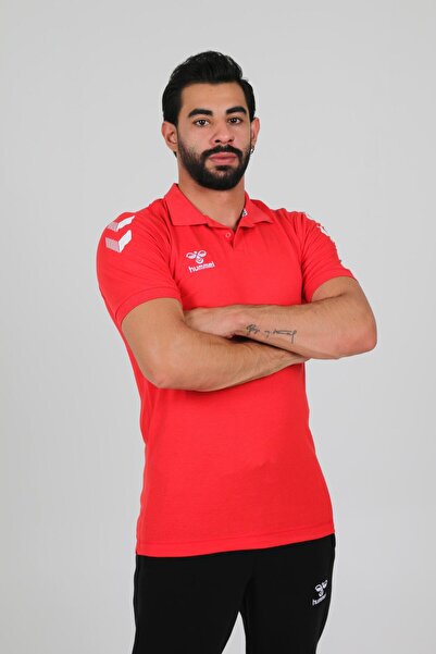 hummel Armin Cotton Polo Neck T-Shirt Red