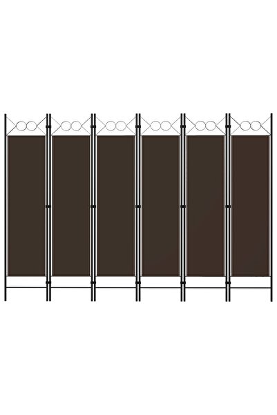 vidaxl فاصل غرفة بستة ألواح، بني اللون، 240 × 180 سم