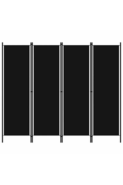 vidaxl فاصل غرفة أسود بأربعة ألواح، 200 × 180 سم