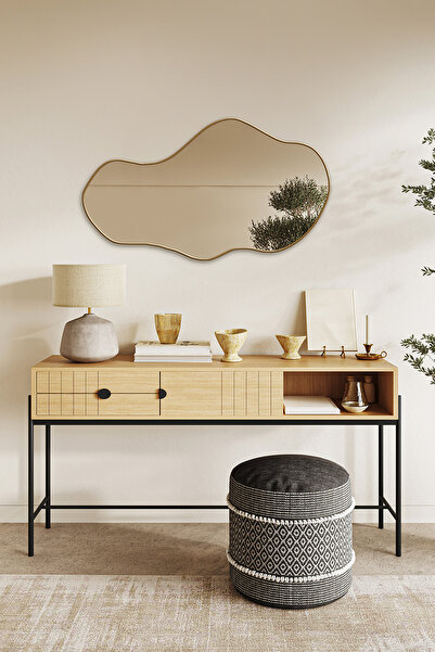 Fawdecor Modern Tasarım Ahşap Çerçeveli Asimetrik Dekoratif Ayna