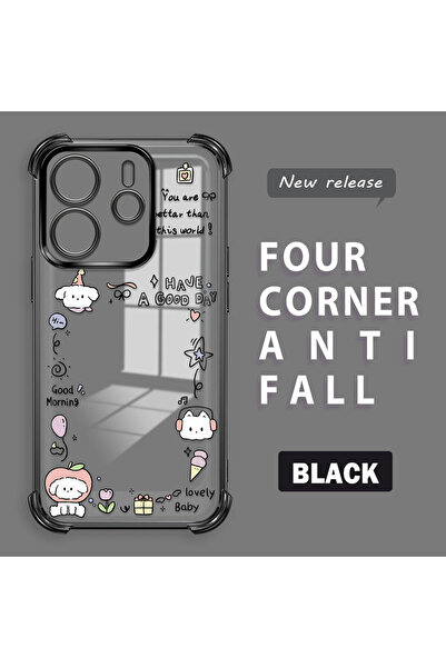 ucuc حافظة حماية من السيليكون الشفاف المتوافقة مع Redmi Note 14 4G بنمط إبداعي