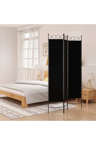 vidaxl 3-Panel Room Divider Black 120x200 cm Fabric