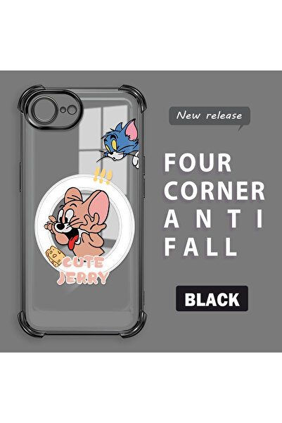 ucuc غطاء حماية شفاف من السيليكون متوافق مع آيفون 16e بتصميم توم وجيري