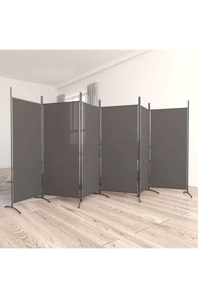 vidaxl فاصل غرفة بستة ألواح، لون أنثراسيت، 520 × 180 سم، قماش